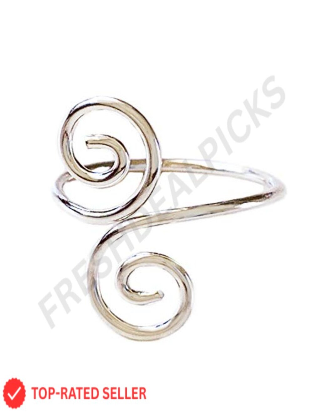 Sterling Silver Double Swirl Adjustable Toe, Knuckle, or Midi Ring